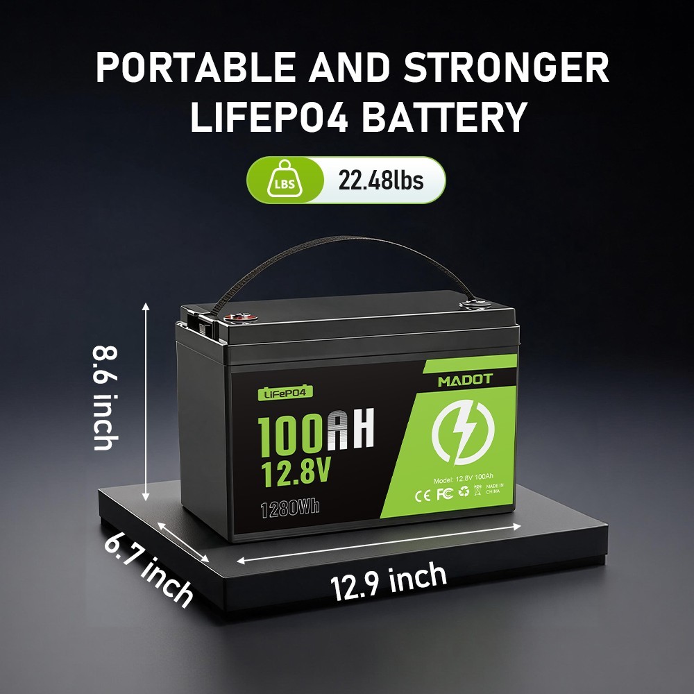 2PC 12V 100Ah LiFePO4 Lithium Battery BMS Deep Cycle for Solar RV Off-grid Motor