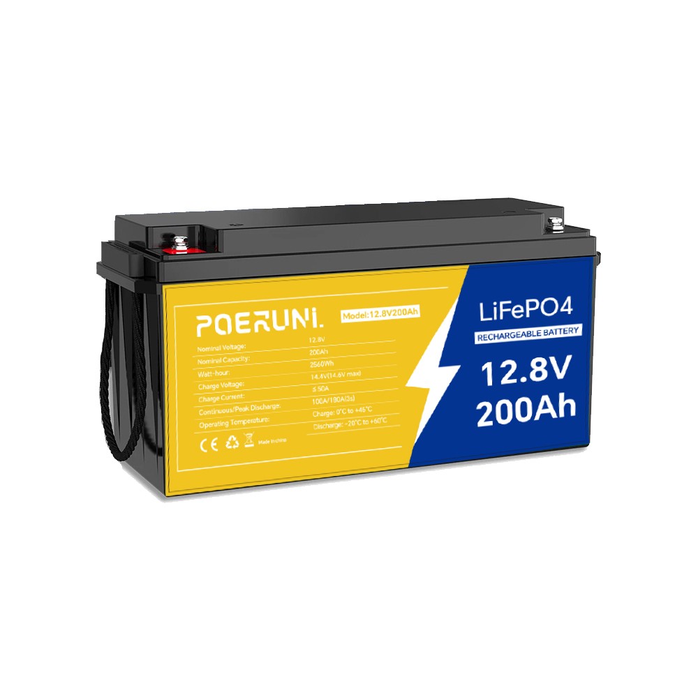 12.8V 200Ah LiFePO4 Lithium Battery 2.56kWh 15000+ Deep Cycles Built-in BMS