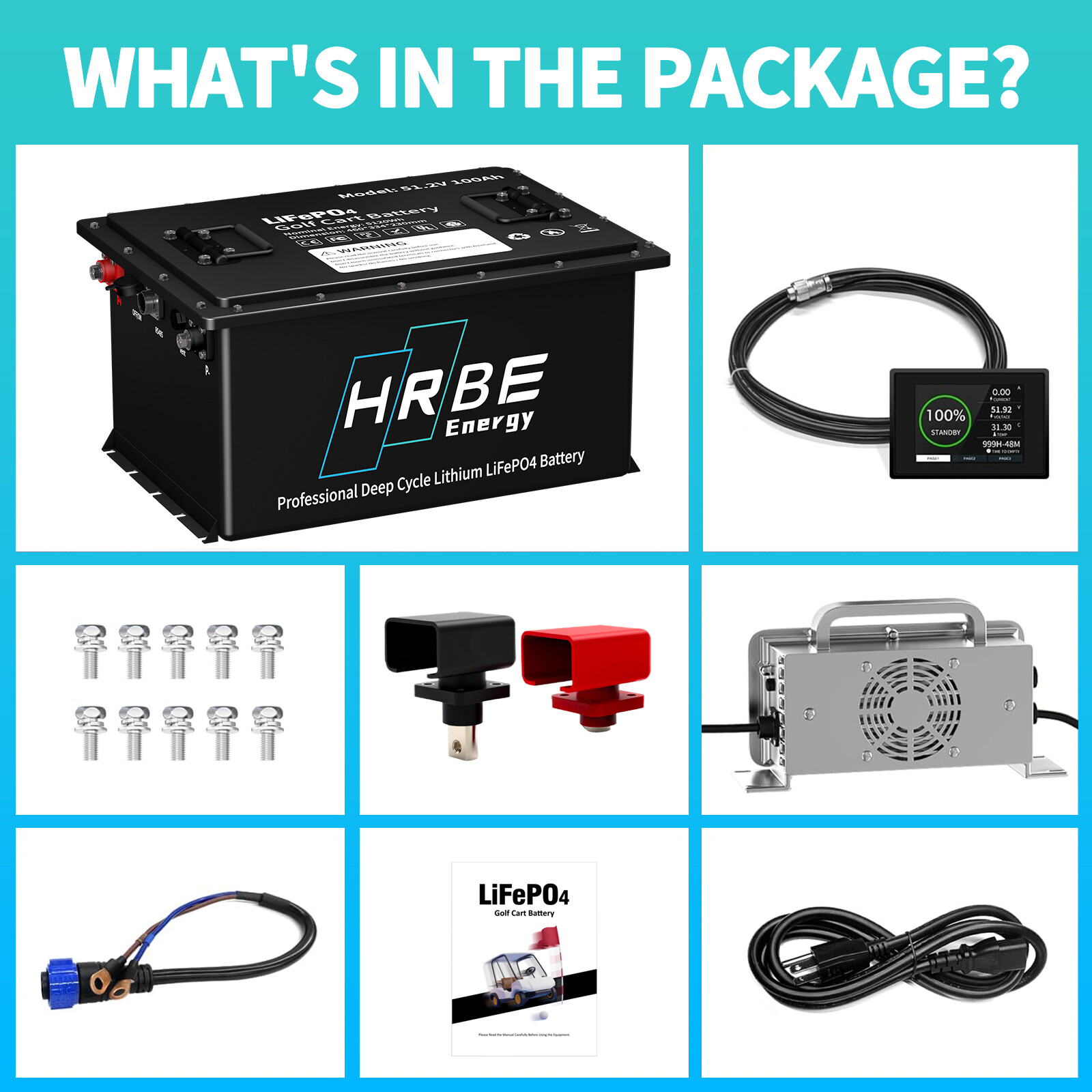 36V 100Ah 48V 100A Golf Cart Lithium LiFePO4 Battery 200A BMS 15000+ Deep Cycle