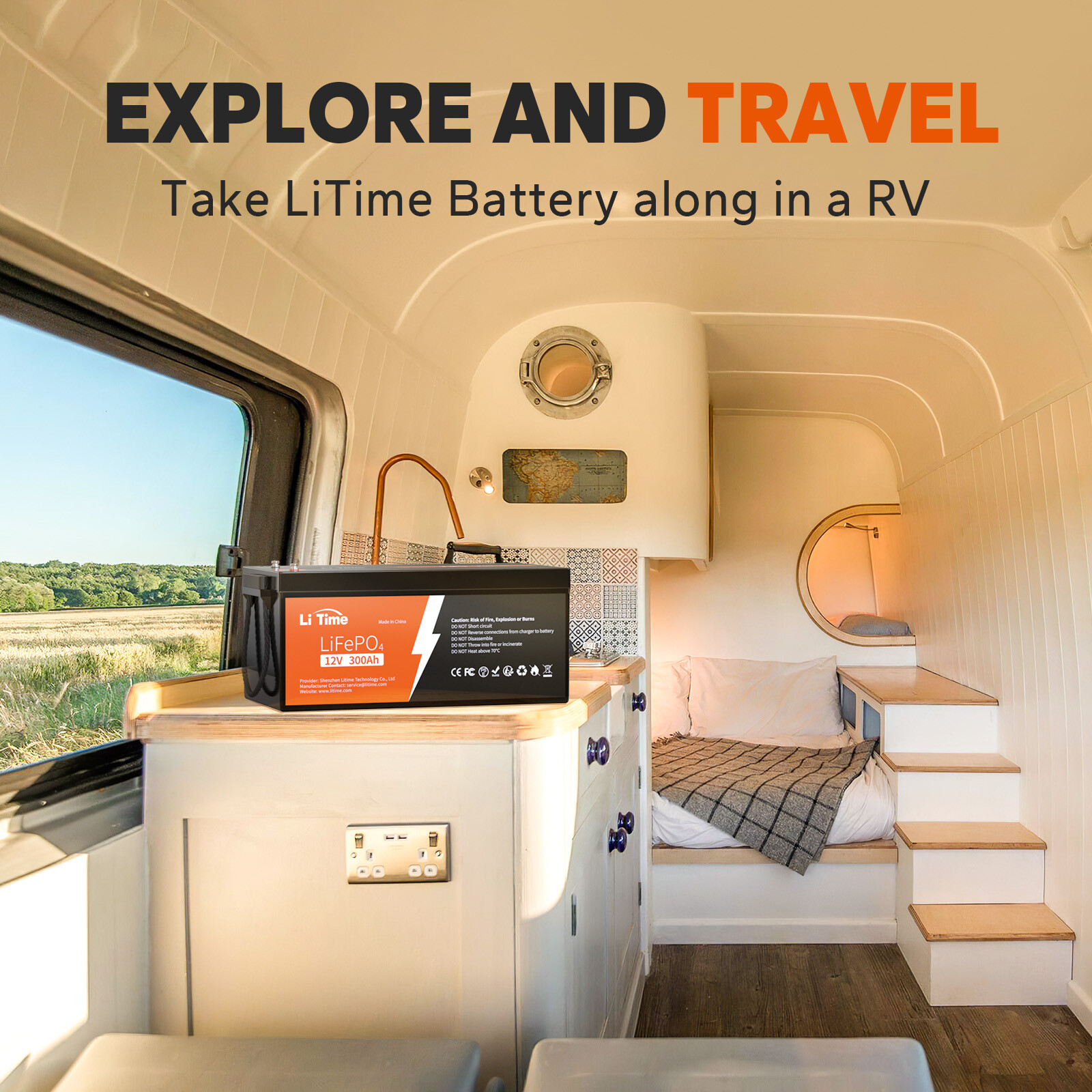 Litime 12V 300Ah LiFePO4 Lithium Battery 3840Wh 200A BMS For Solar Off-grid IP65