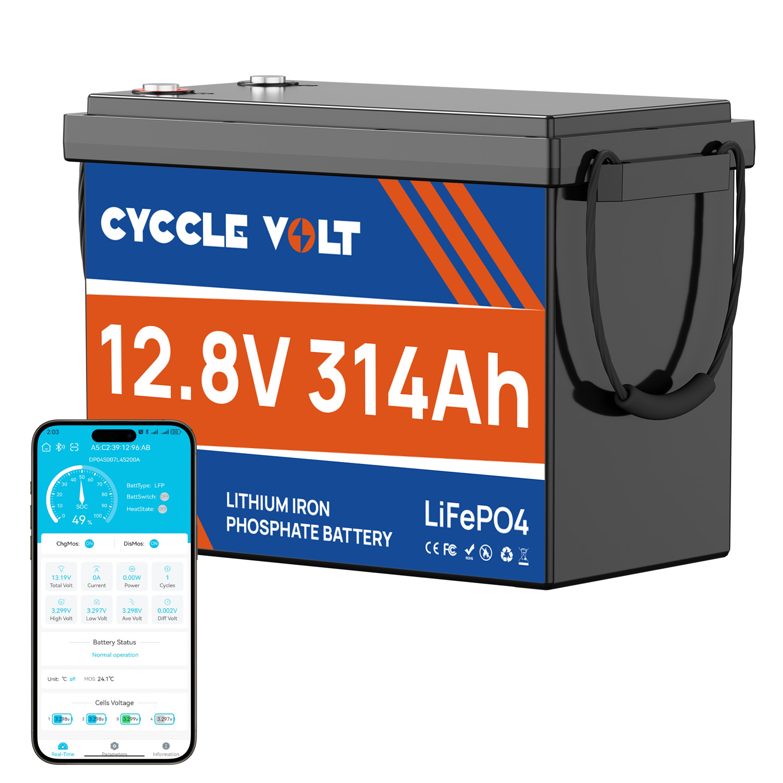 12V 300Ah Lithium LiFePO4 Battery 200A BMS for Golf Cart RV Marine Solar Panels