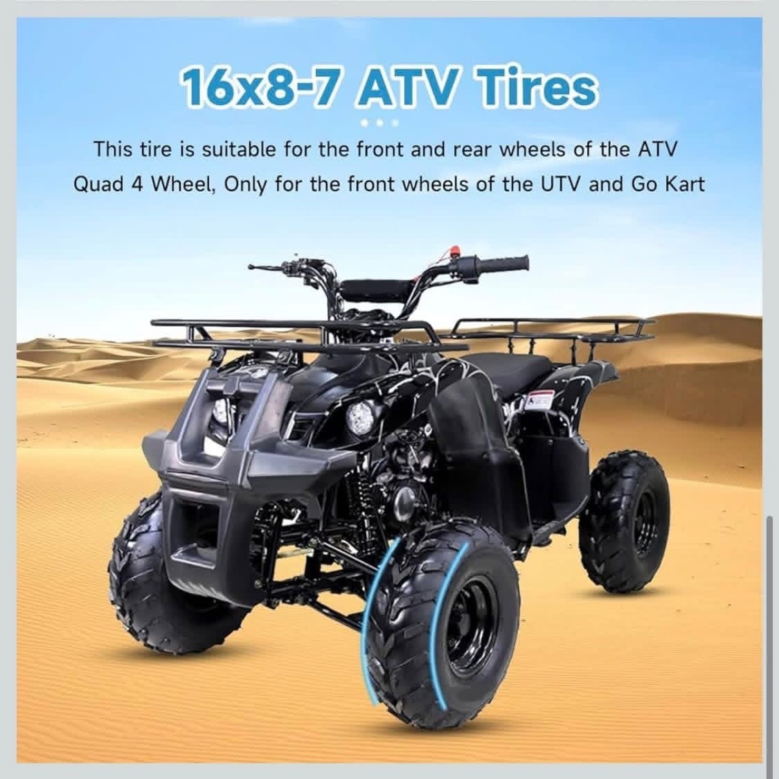 16×8-7 ATV Tire Tubeless All-Terrain Replacement for Tao tao Coolster 110cc