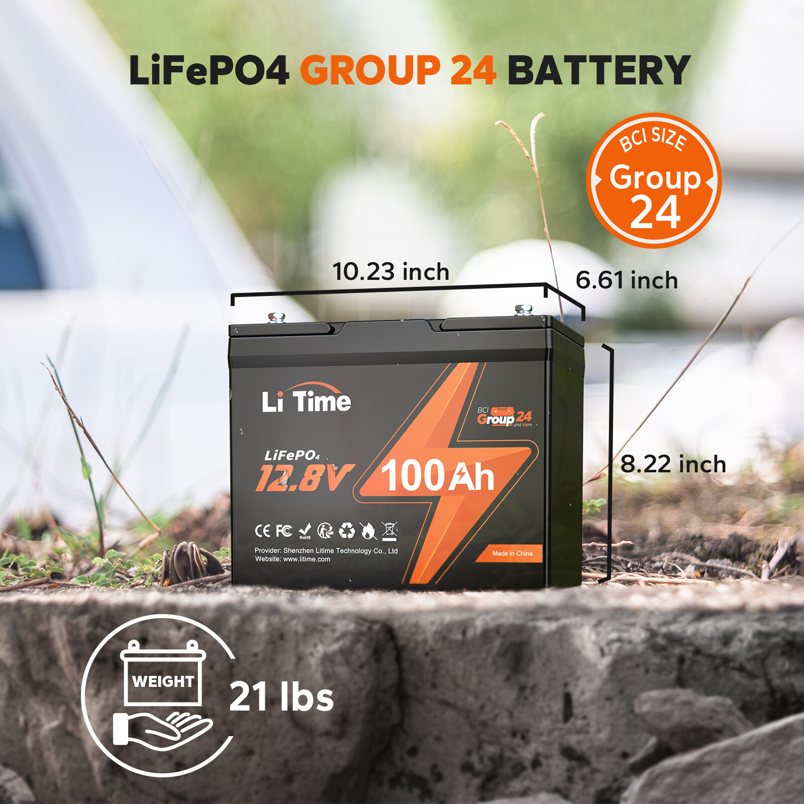LiTime 1/2/3/4/8Pack 12V 100Ah Group 24 LiFePO4 Lithium Battery RV Trailer Lot