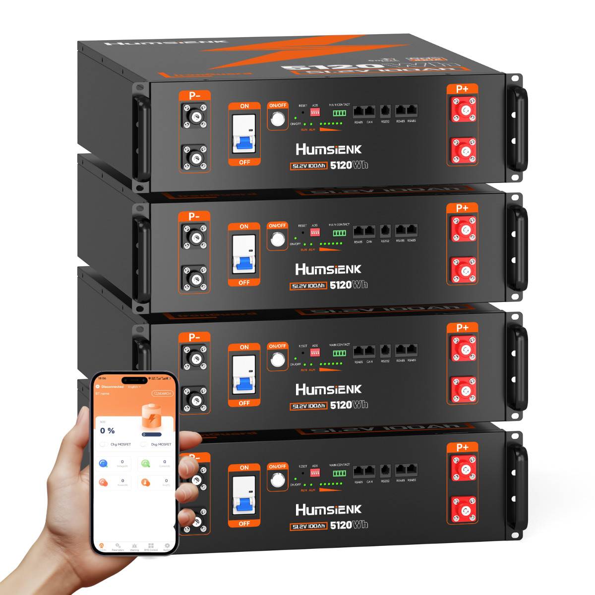 48V 100Ah LiFePO4 Battery BMS Server Rack Home Energy UL 1973 & UL 9540A 4 Pack