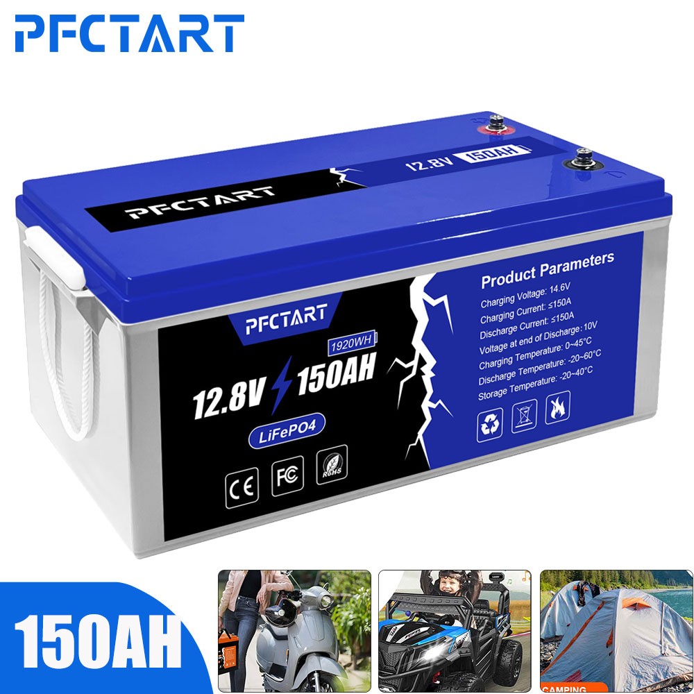 150AH 12V Deep Cycle LiFePO4 Lithium Battery with 100A BMS for RV Home Off Grid