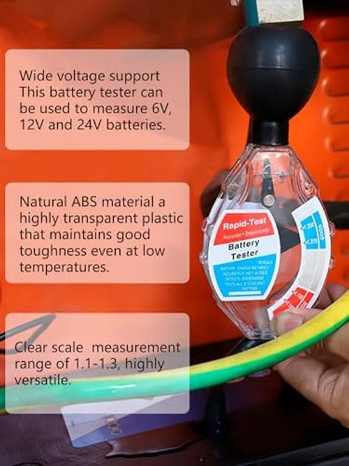 Rapid Battery Hydrometer Tester, Deep Cycle Tool for 6V 12V 24V Golf Cart