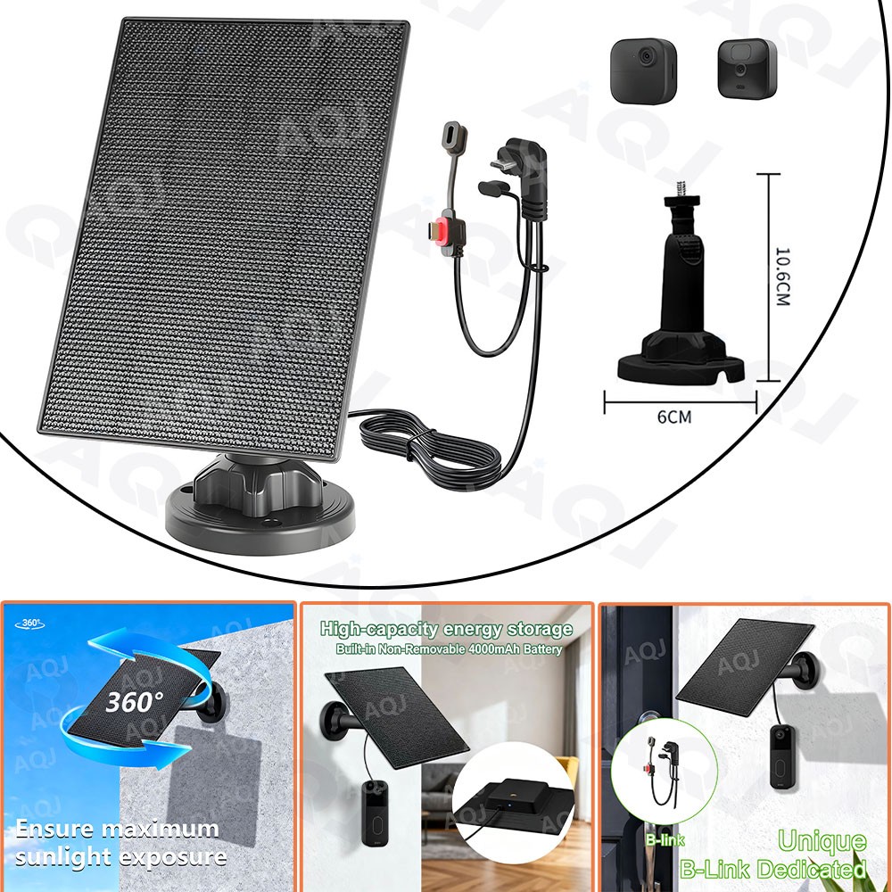 3W Solar Panel for Blink Outdoor 4 (4th Gen) Camera Solar Panel with USB C Port