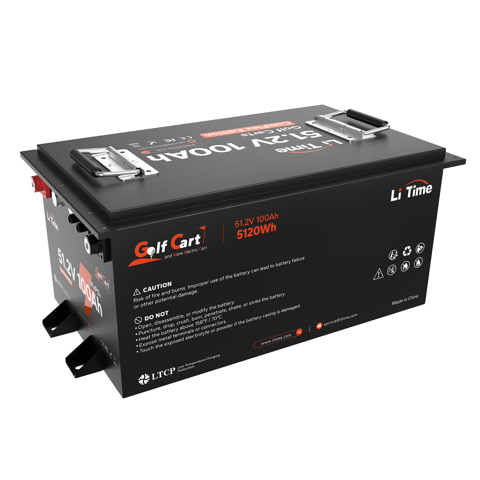 LiTime 48V 100Ah Golf Cart Metal Case Lithium Battery 200A BMS w/ Communication