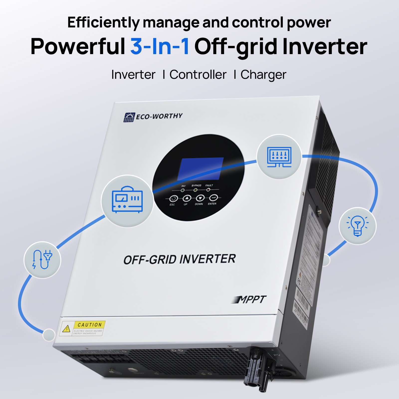 ECO-WORTHY 48V 100Ah LiFePO4 Battery+5kW 48V Inverter Charger Off-Grid For Home