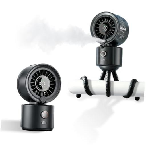 DNDLN 2-in-1 Stroller Misting Fan Golf Cart Fan, 100 Speeds Stepless Portable