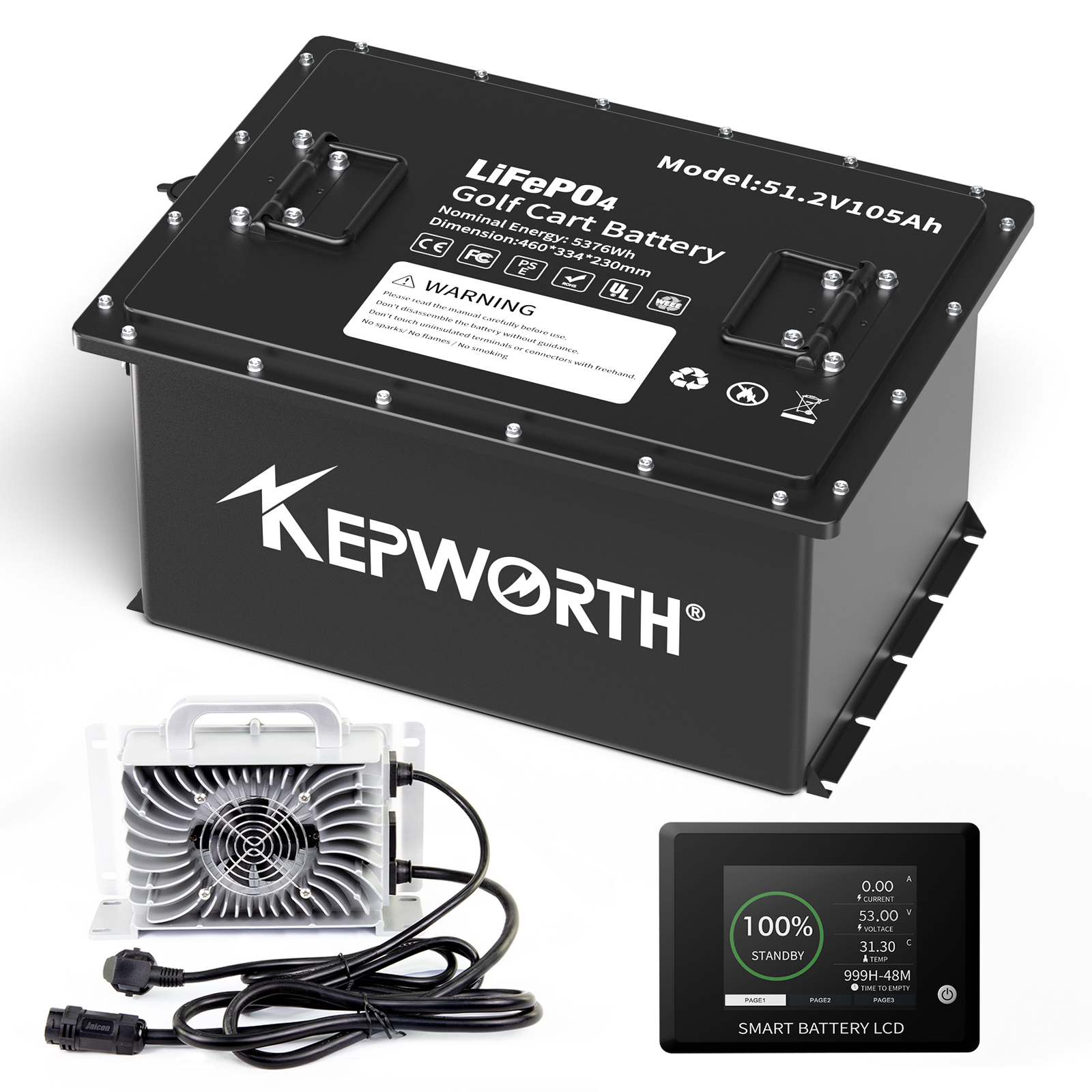 48V (51.2) 105Ah Lithium Golf Cart Battery BMS 20000+ Cycles LiFePO4 10.24kW