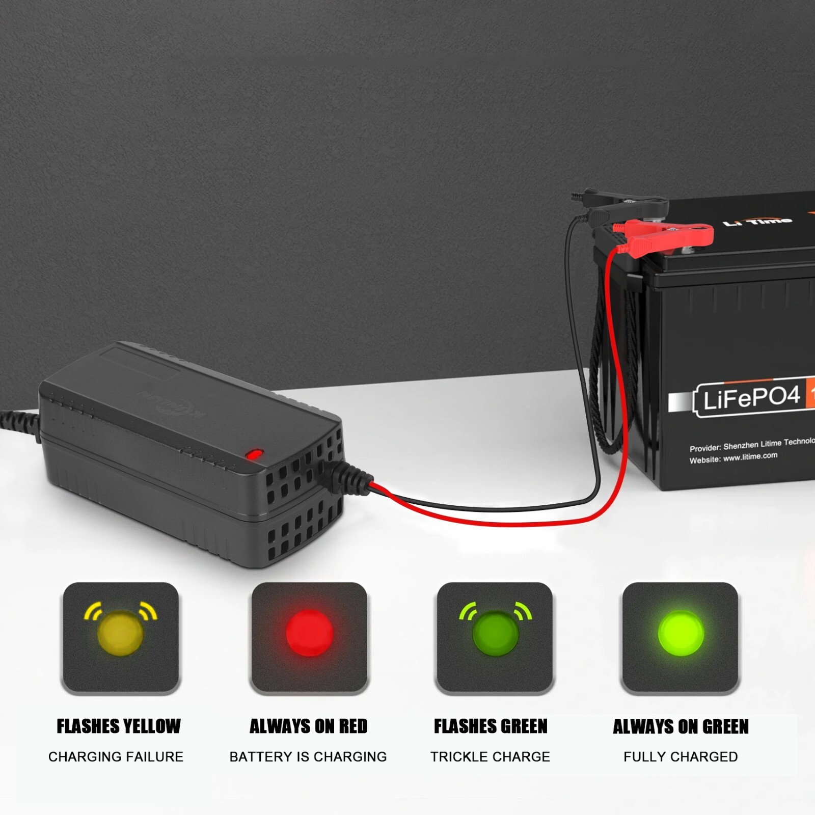 12V 30Ah LiFePO4 Lithium Battery with 5A Charger, Deep Cycle, for Fish Finder