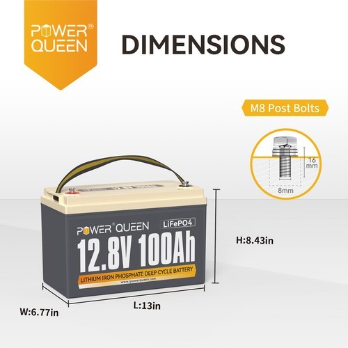 Power Queen 4 Pack 12V 100Ah LiFePO4 Lithium Battery 100A BMS Deep Cycle for RV