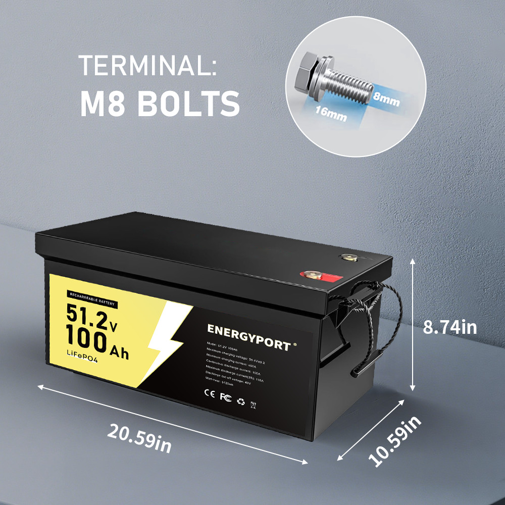 48V 100Ah LiFePO4 Lithium Battery 5120Wh Built-in BMS Deep Cycles For Golf Cart