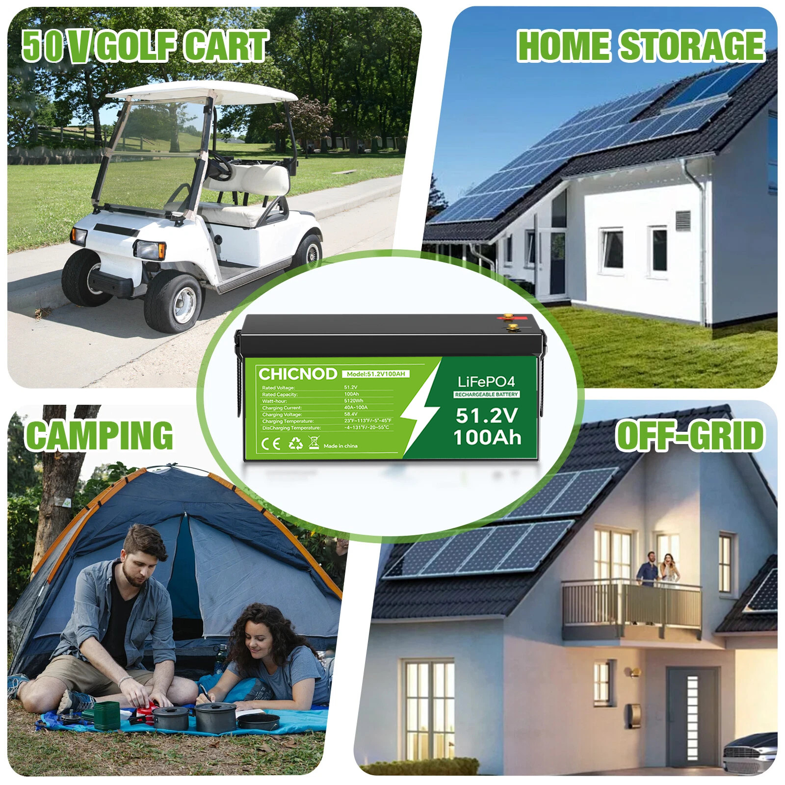 12V 55Ah LiFePO4 Deep Cycles Lithium Battery BMS Rechargeable for RV Solar Boat