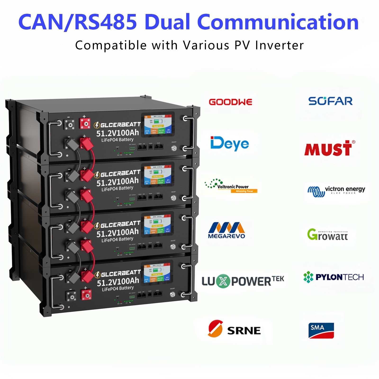 5.12kWh 48V 100Ah LiFePO4 Lithium Battery Server Rack Battery 3U Solar System