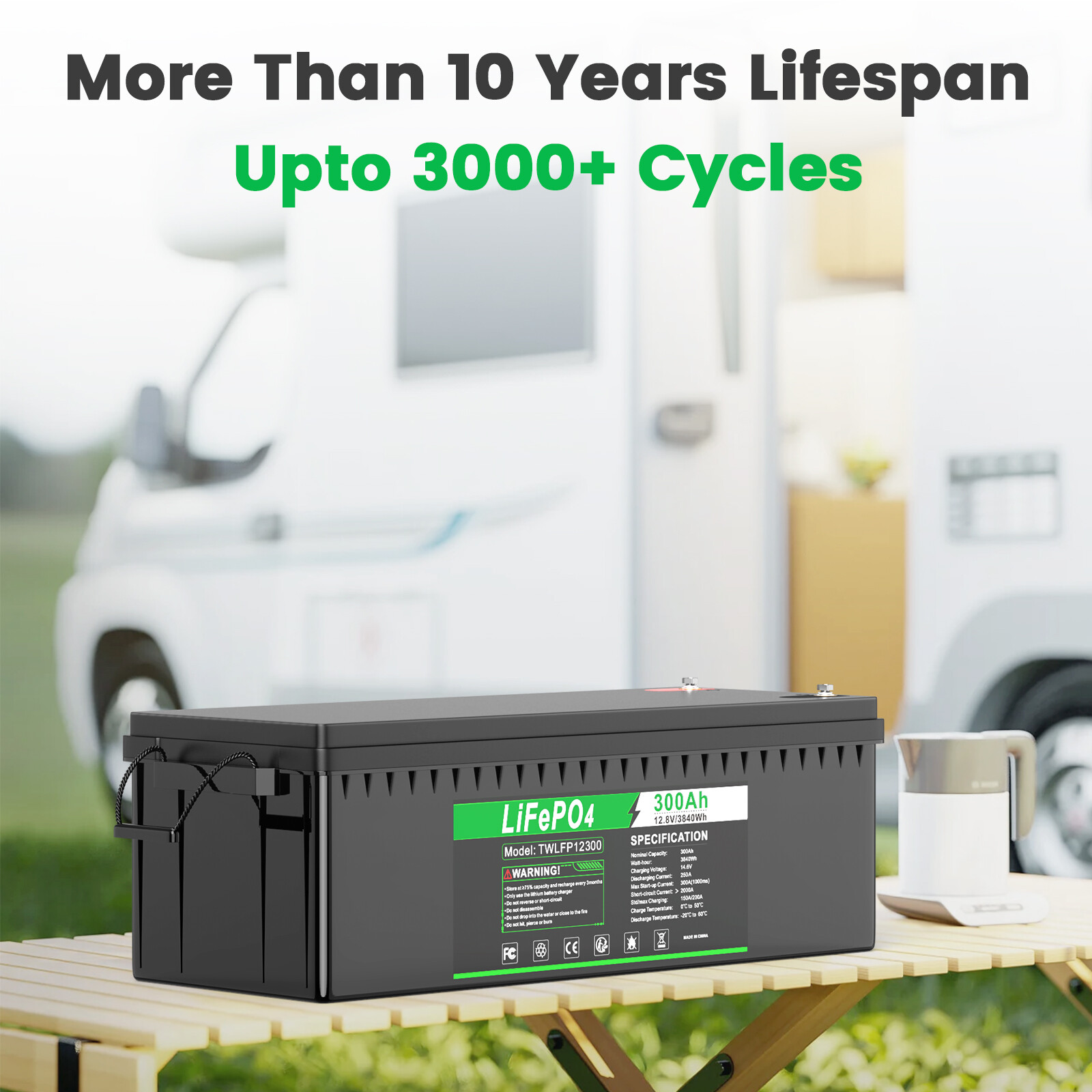12V 24V 200Ah 300Ah LiFePO4 Lithium Battery BMS for RV Boat Solar Golf Cart NEW
