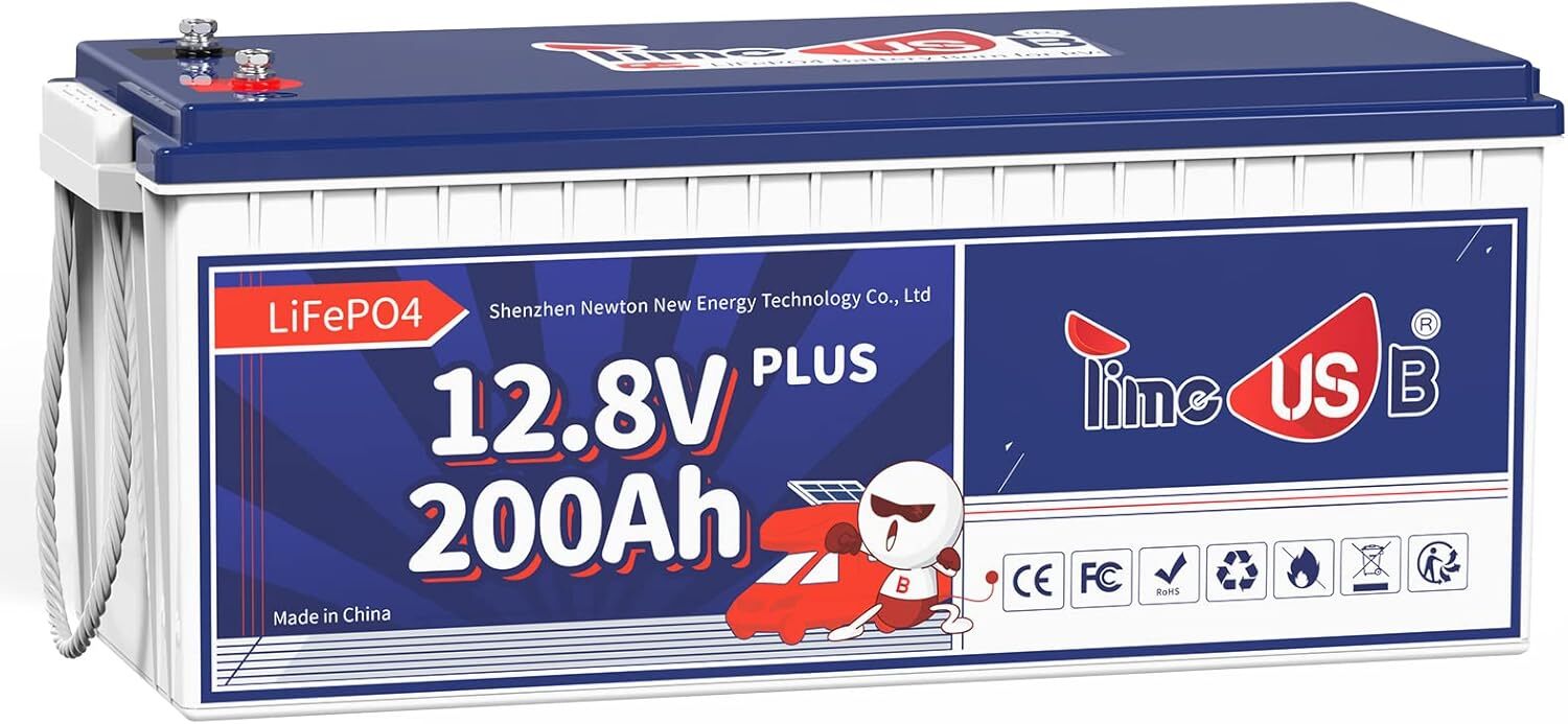 12V 200Ah PLUS LiFePO4 Battery With 200A BMS Deep Cycle 2560W Lithium Battery RV