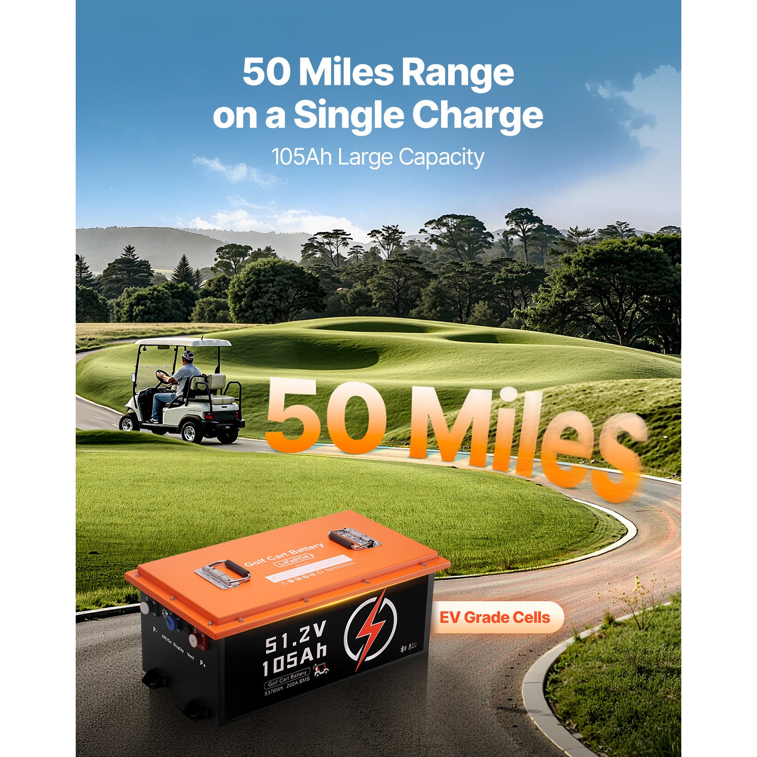 Uimoso 48V 105Ah Golf Cart Lithium Battery with 20A Charger and Touch Monitor