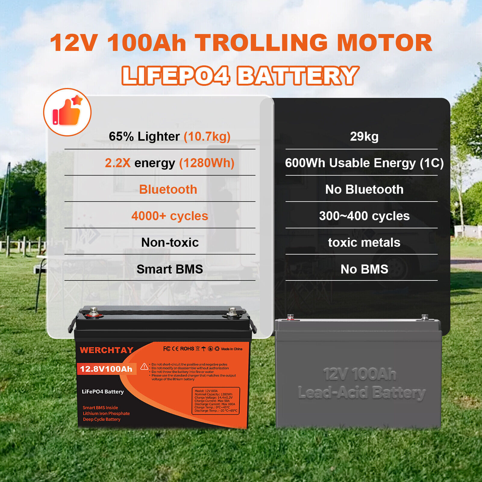 12V 100Ah 200Ah 300Ah LiFePO4 Lithium Battery Deep Cycle for Solar Off-grid lot