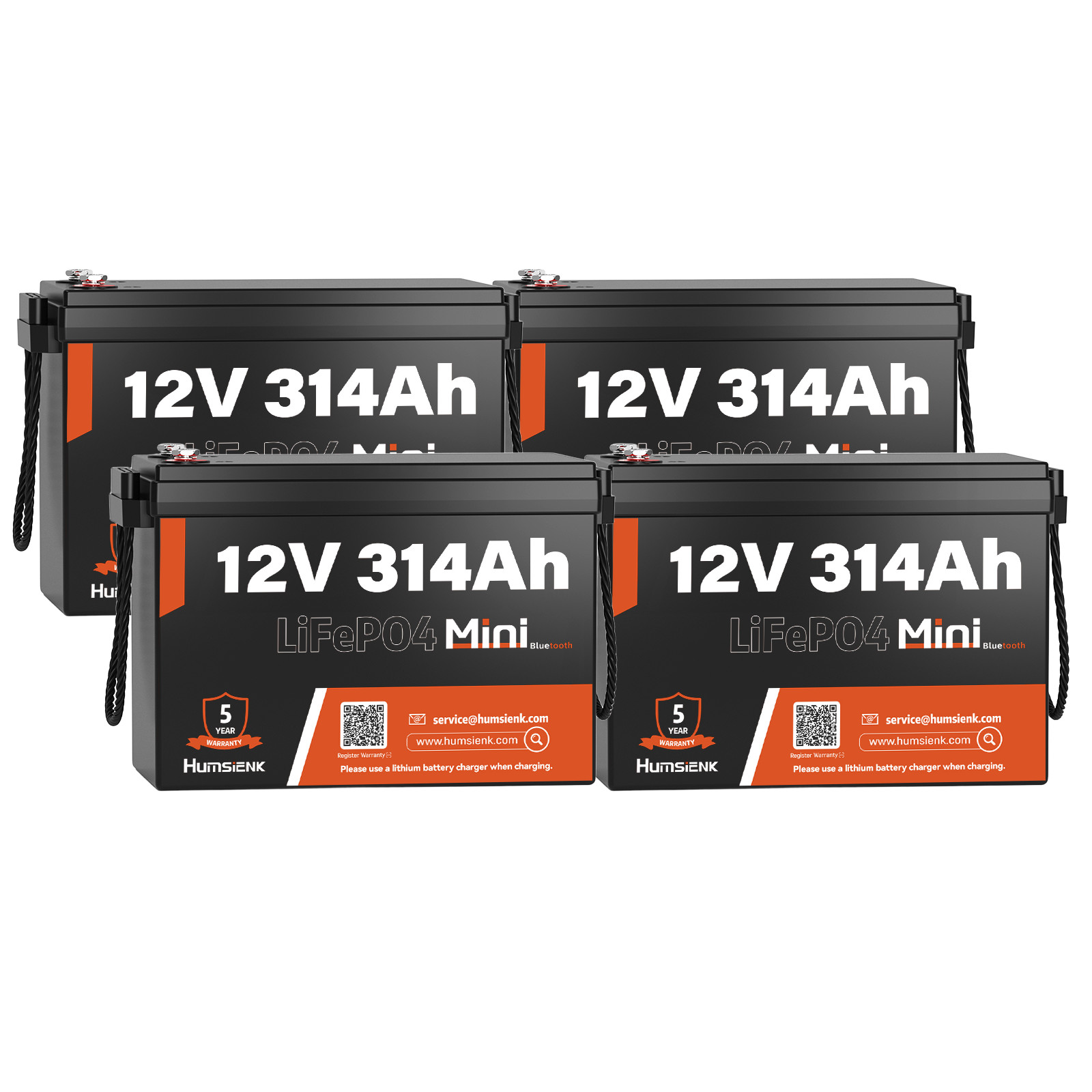 Humsienk 12V 314Ah Mini LiFePO4 Battery 200A BMS RV Solar Panel Off Grid