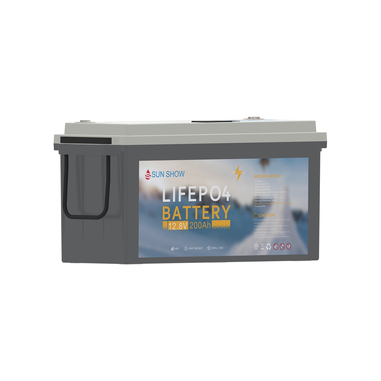 12.8V 200Ah 2560Wh LiFePO4Battery Lithium Bluetooth BMS 100A IP65 Indoor Outdoor