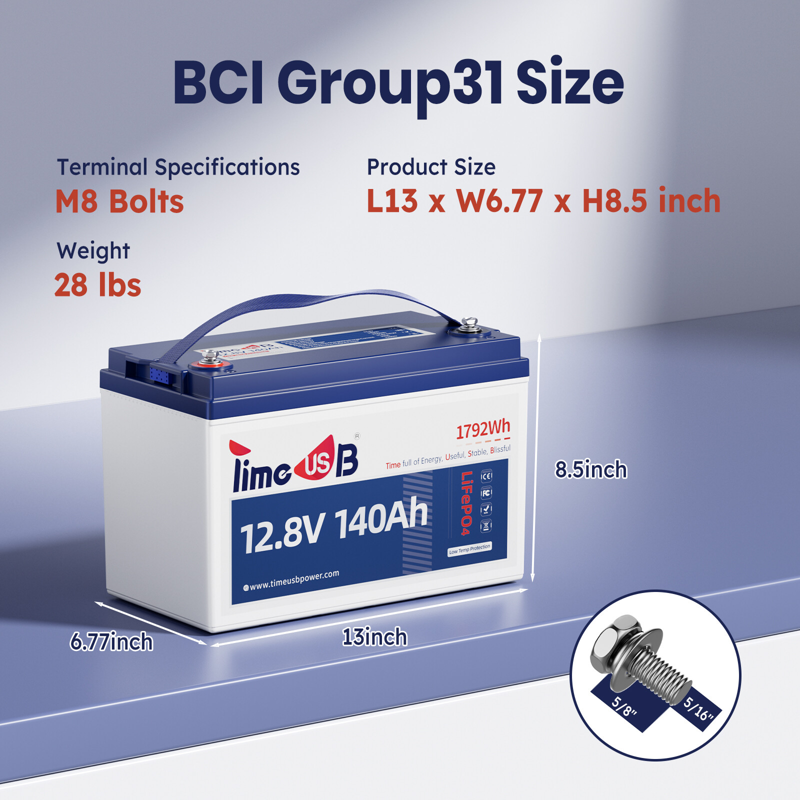New 12.8V 50Ah 100Ah 140Ah LiFePO4 Lithium Battery Deep Cycle for Solar Off-grid