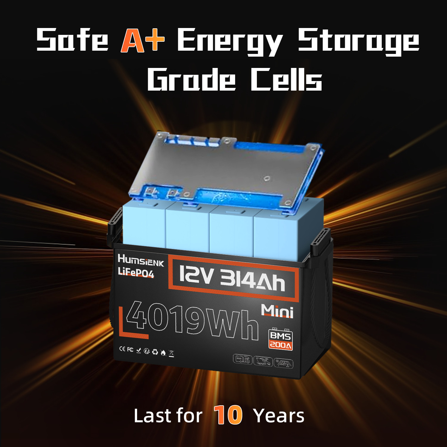 4019Wh 12V 314Ah 300Ah LiFePO4 Lithium Battery Deep Cycles RV Marine Kayak Boat