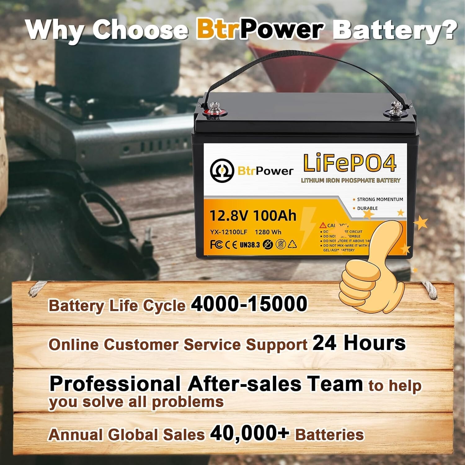12V 100Ah LiFePO4 Battery Lithium Iron Phosphate for RV Marine Solar System 100A