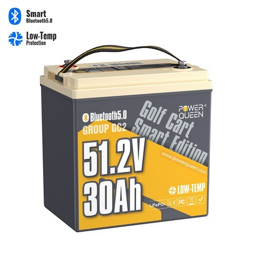 Power Queen 48V 30Ah Bluetooth Low Temp Golf Cart Lithium Battery BMS Deep Cycle
