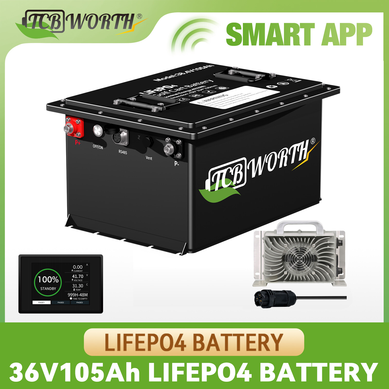 36/48V 105Ah LiFePO4 Lithium Battery 200A BMS for Golf Cart Club Car EZGO TXT