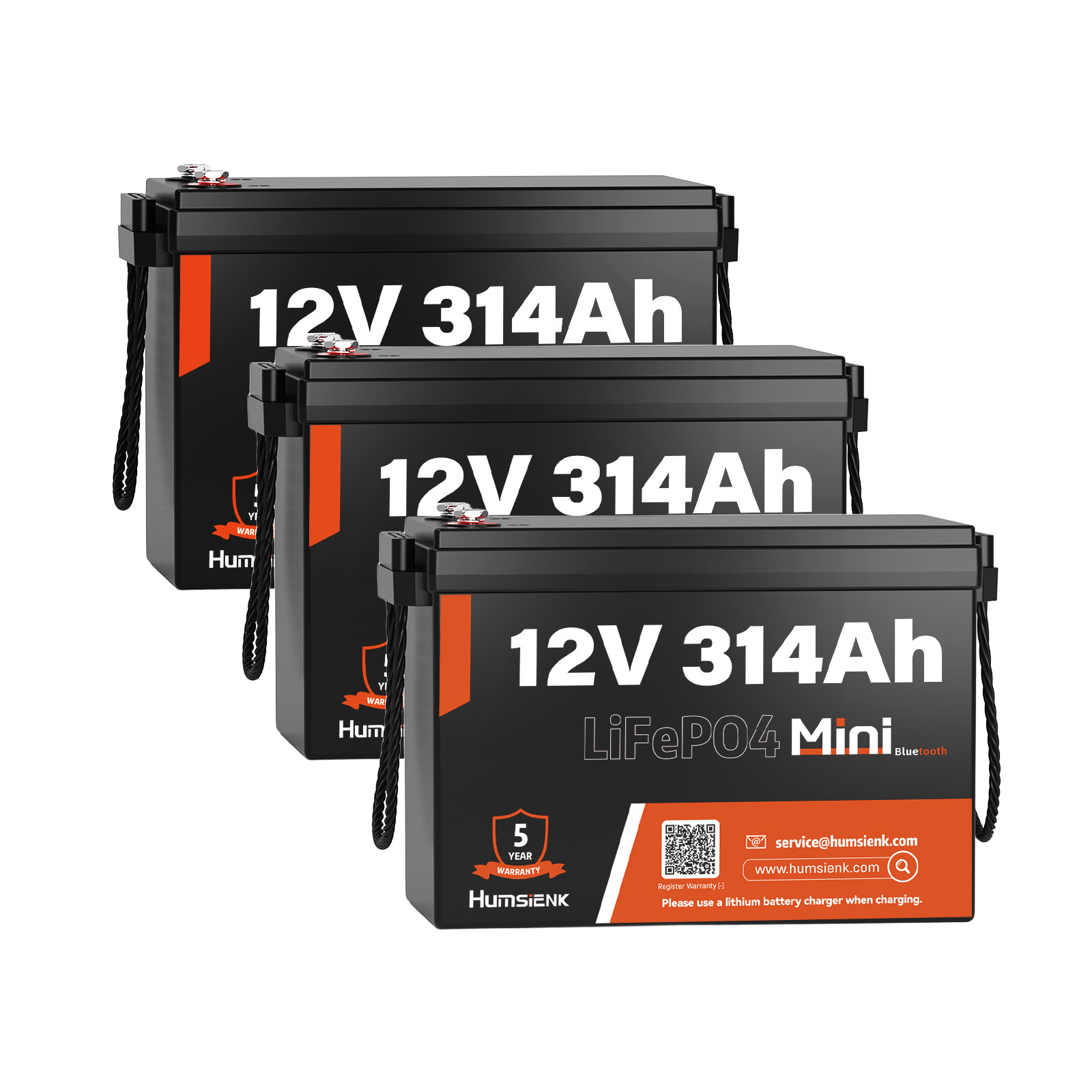 Humsienk 12V 314Ah Mini LiFePO4 Battery 200A BMS RV Solar Panel Off Grid