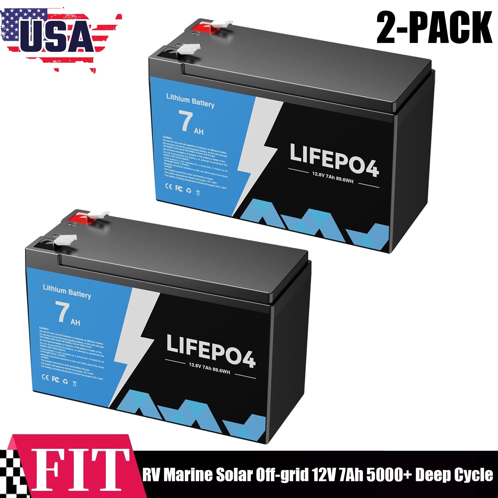 12V 7AH 84Wh LiFePO4 Lithium Battery BMS Deep Cycle For RV Solar Panel Marine
