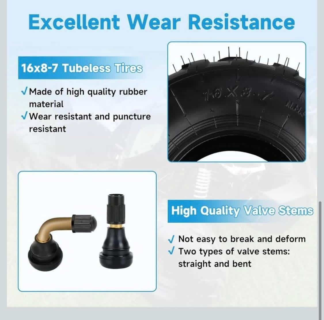 16×8-7 ATV Tire Tubeless All-Terrain Replacement for Tao tao Coolster 110cc