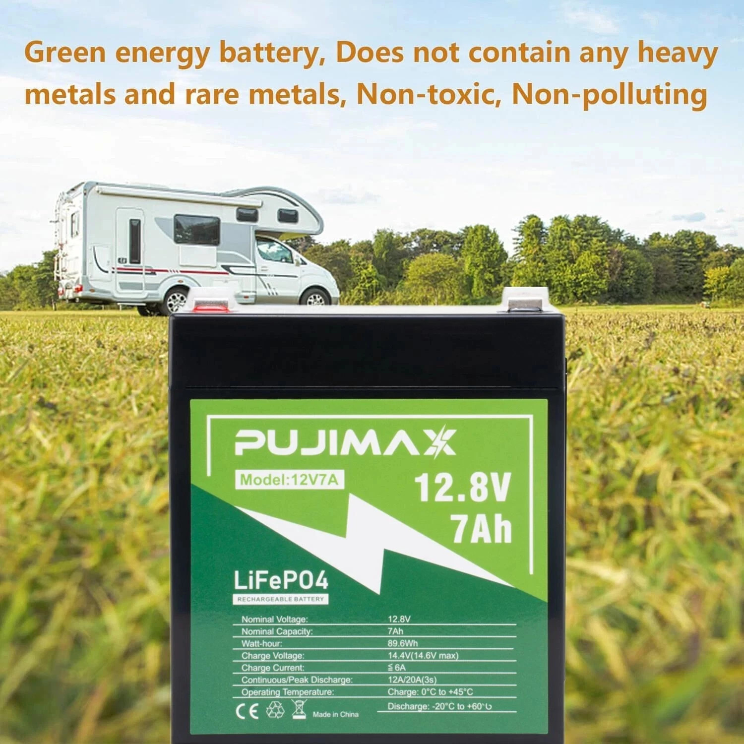 PUJIMAX 12V 10Ah Lithium Battery LiFePO4 BMS for Cycle Battery Solar RV Motor