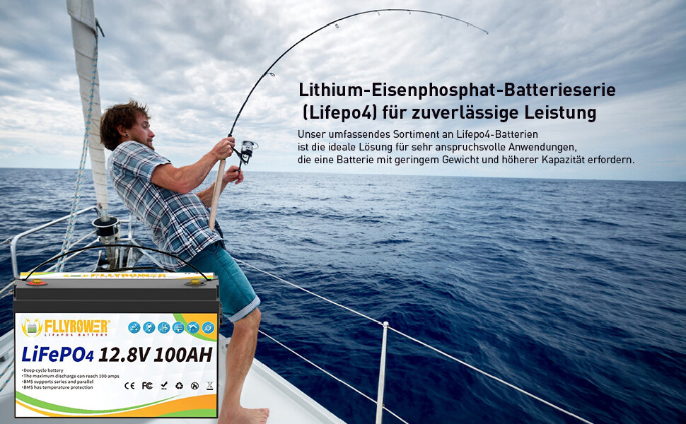 12V 100AH Lifepo4 Lithium Battery With BMS 16500 Deep Cycles for Marine Trolling