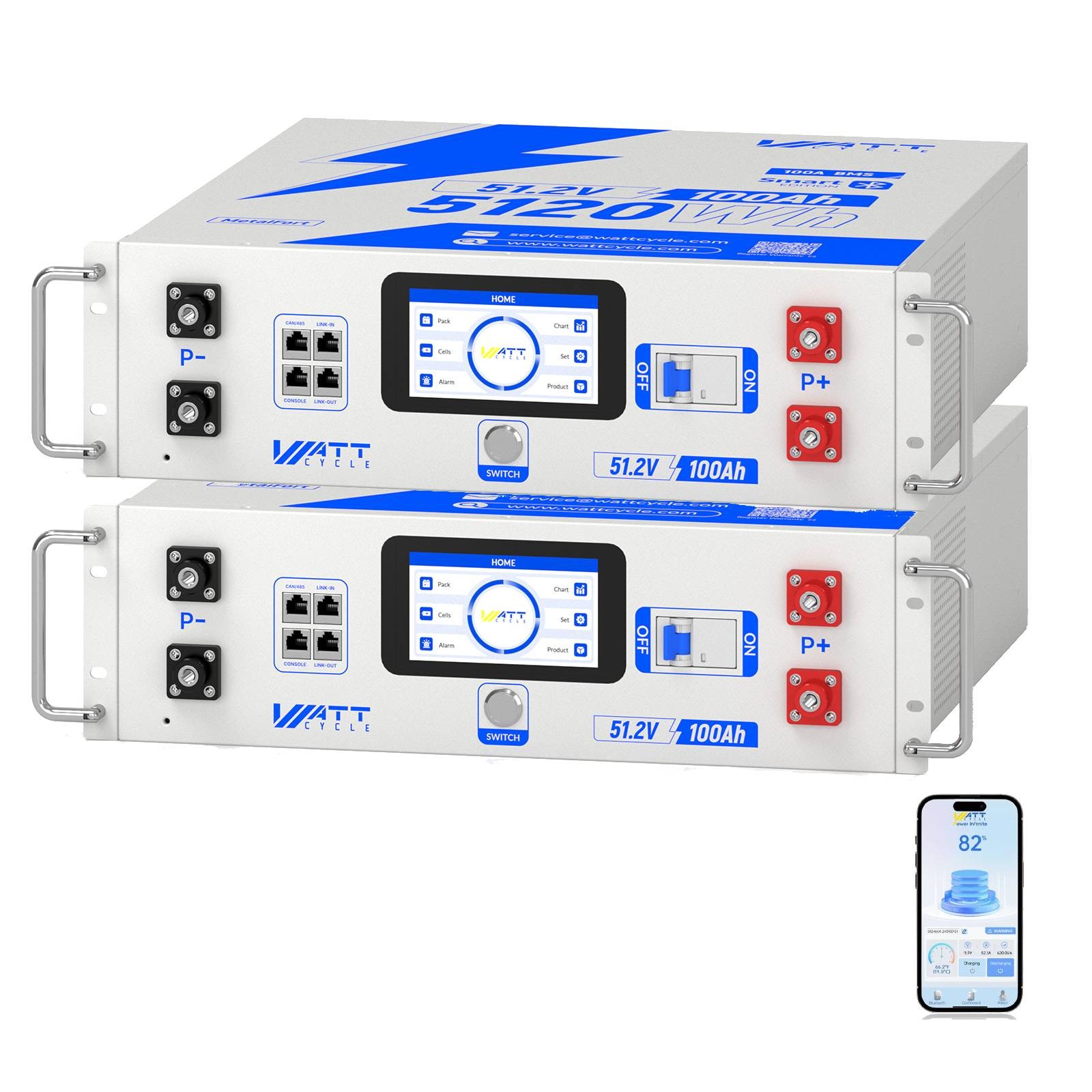 2x 48V 100Ah Server Rack Battery + 12000W 48V Inverter 120/240V Off Grid SolarA