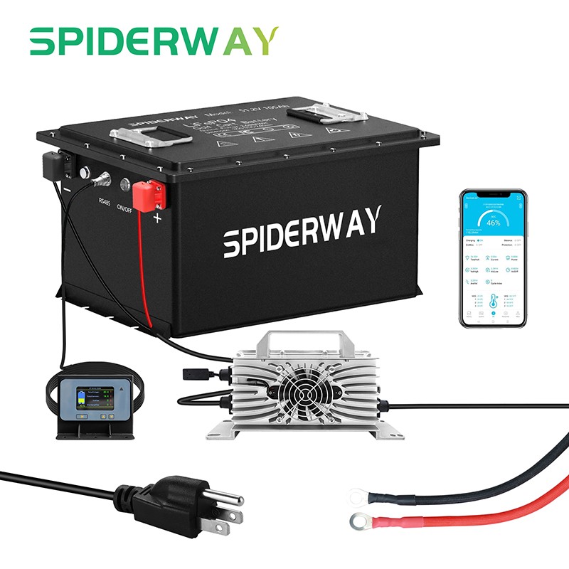 48V 105Ah Golf Cart Lithium Battery 25A Charger LCD Monitor & 6000+Cycle 10LSan