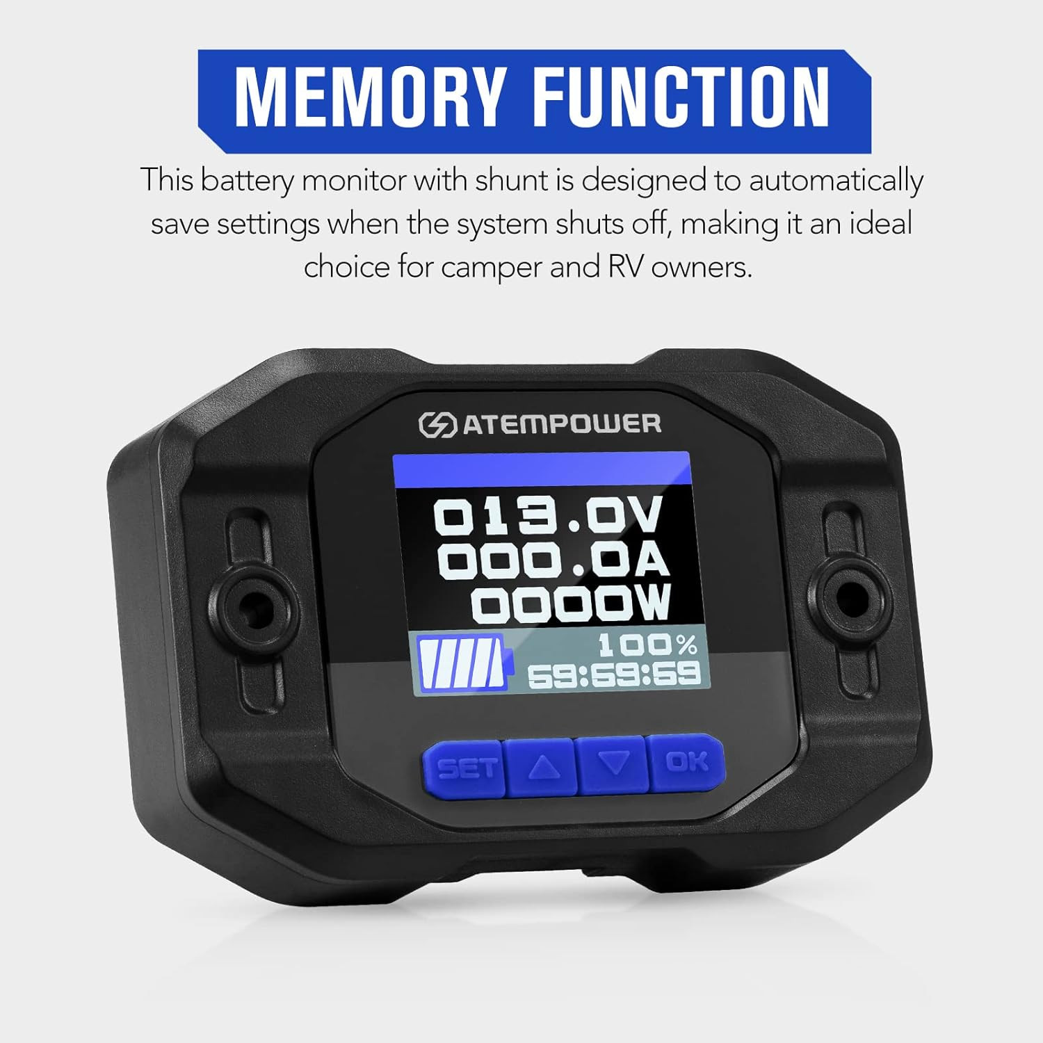 12V 100A Battery Monitor with Shunt – Real-Time Current for RV & Batteries