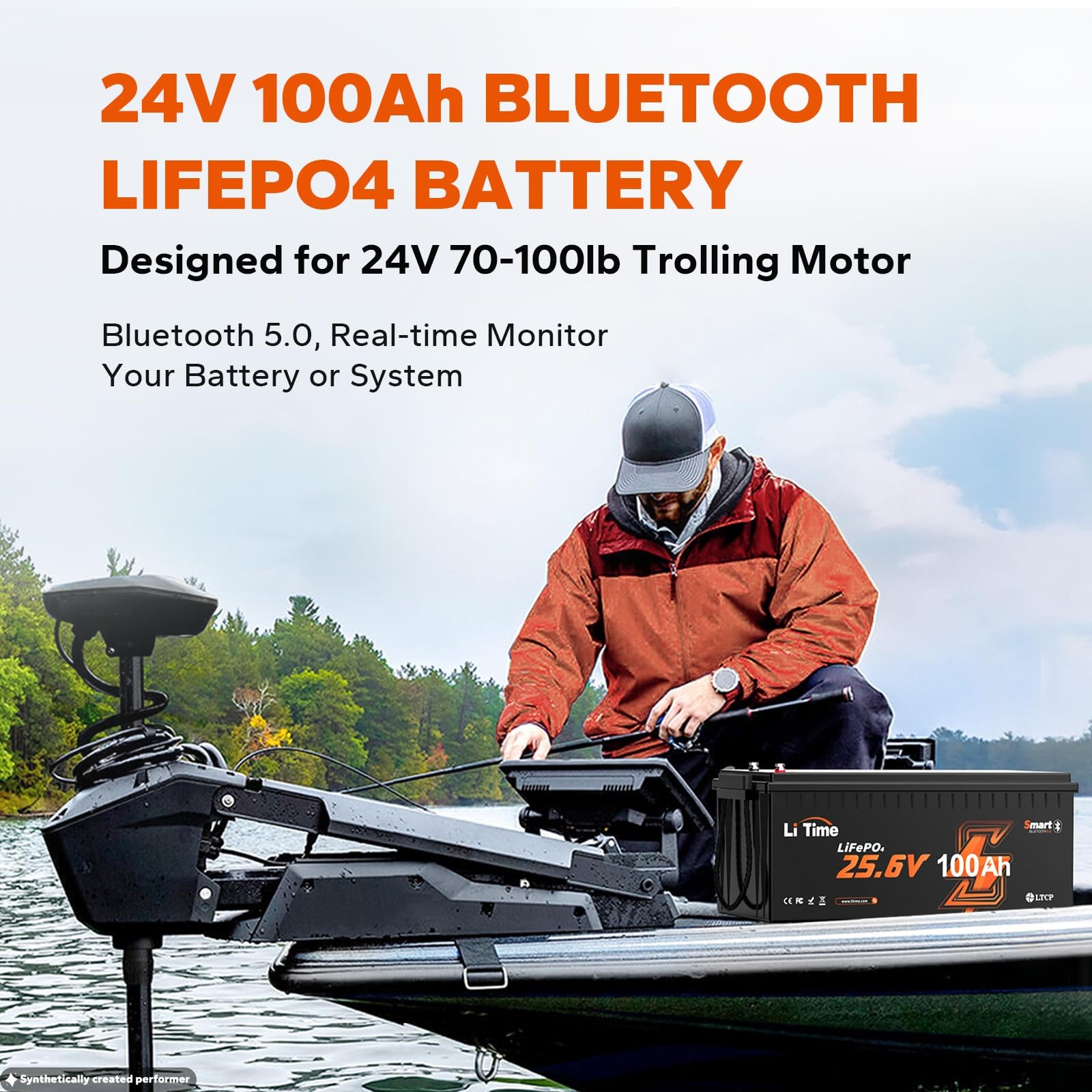LiTime 24V 100Ah Bluetooth Low Temp Lithium Battery For Trolling Motor Boat-Used