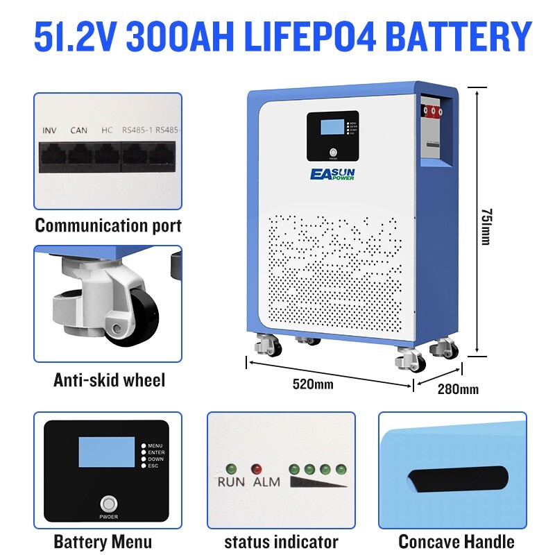 LiFePO4 Battery 51.2V 200Ah 10kW Solar Storage lithium Battery 48V Wall Mounted