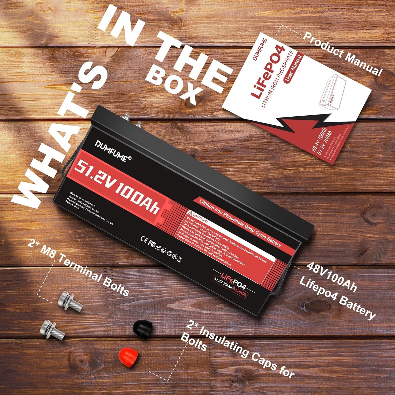 48V 100Ah LiFePO4 Battery with 200A BMS – Ideal for Golf Carts, RVs, and Off-Gri