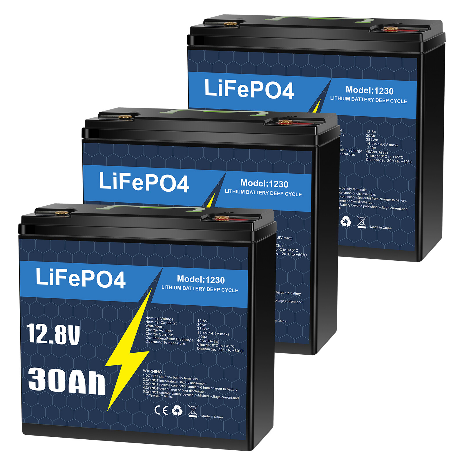 LiFePO4 Lithium Battery 12V 100Ah 50Ah 30Ah with BMS for RV Trolling Motor US