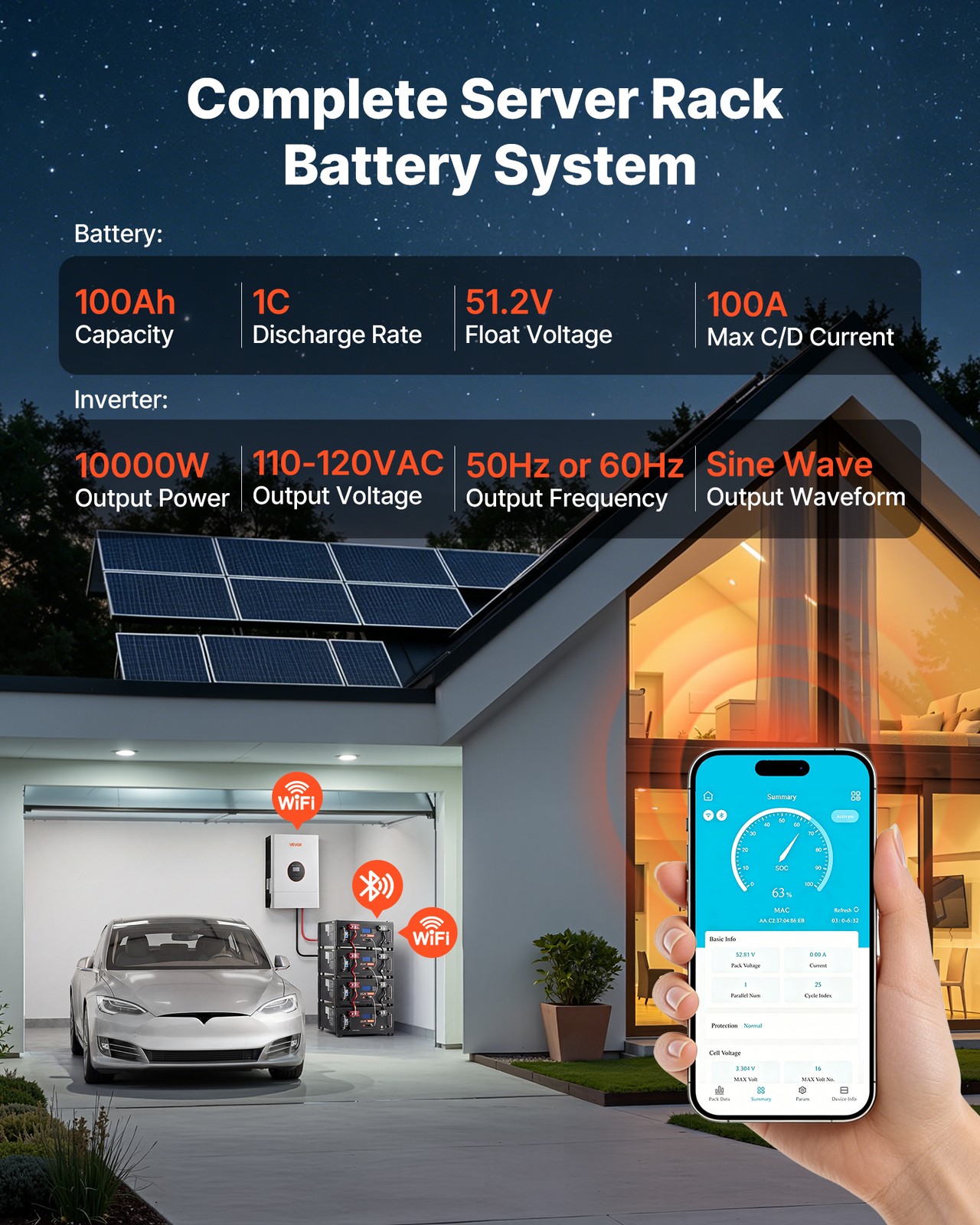 VEVOR Home Power Station Backup Power 5120Wh LiFePO4 Lithium AC 10000W Inverter