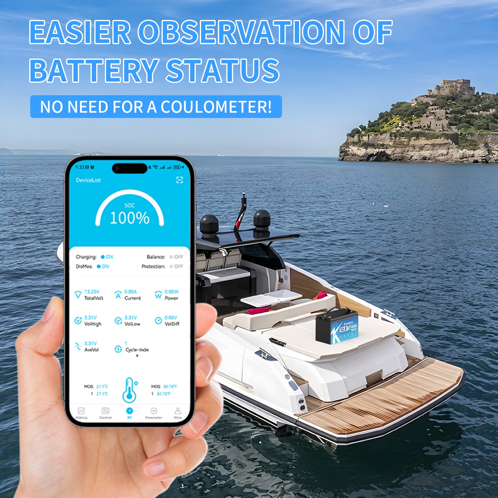 12V 135Ah Lithium LiFePO4 Battery Bluetooth BMS Smart for RV Solar Boat Off-grid