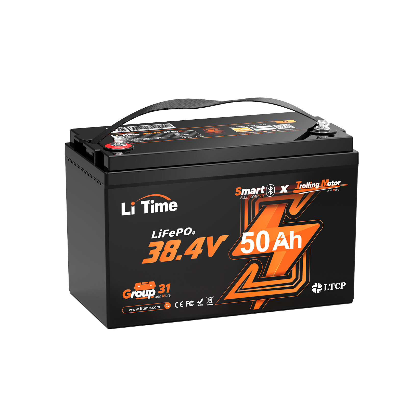 LiTime Group 31 36V 50Ah Deep Cycle Bluetooth Lithium Battery for Trolling Motor