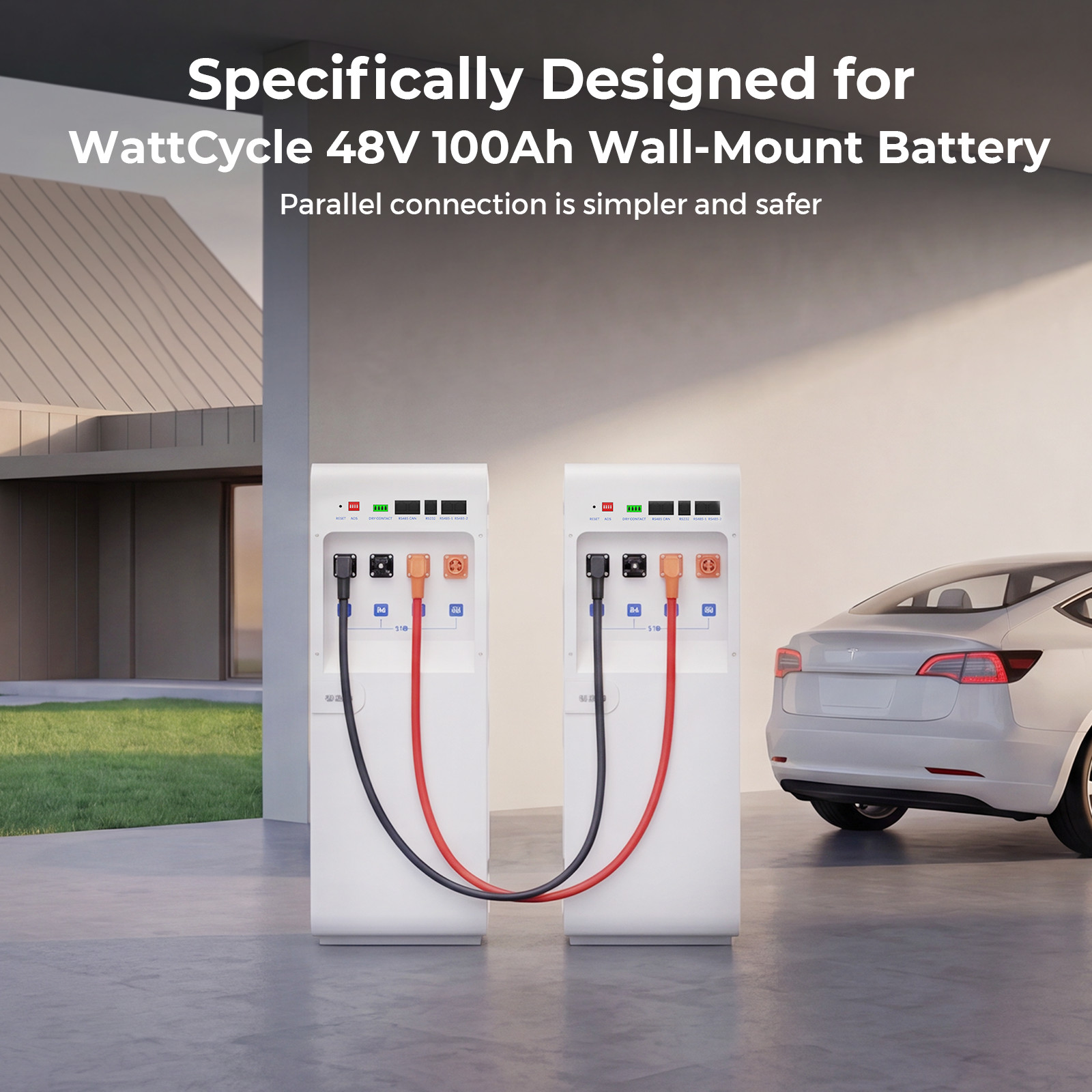48V 100Ah Active Balancing Battery +51.2V 100Ah Dual-Head Quick-Connect Cable