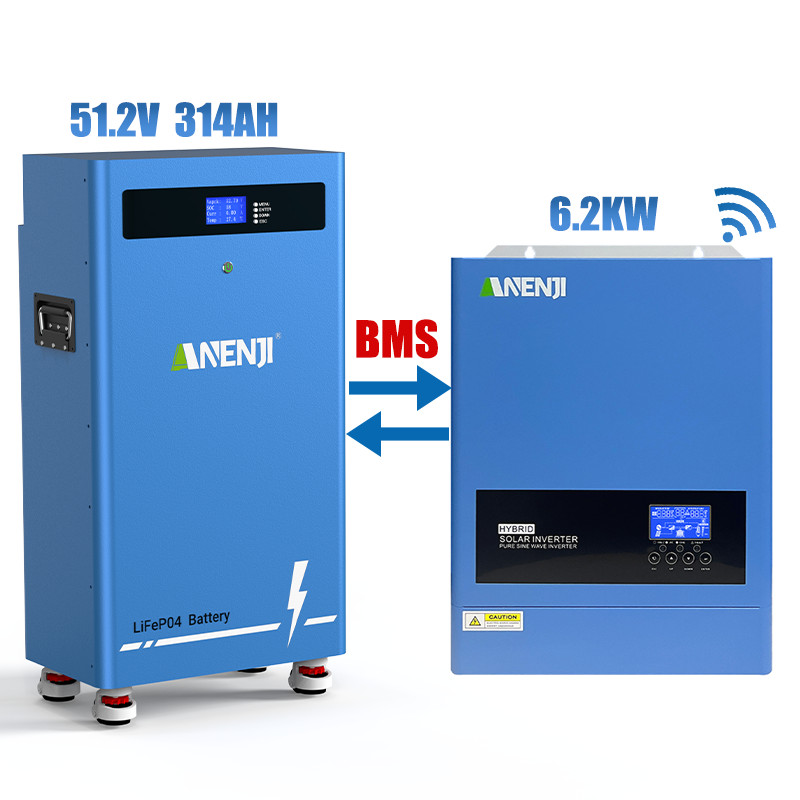 6.2KW 48V Solar Inverter Hybrid WIFI+16KWh 51.2V 314Ah LiFePO4 Lithium Battery