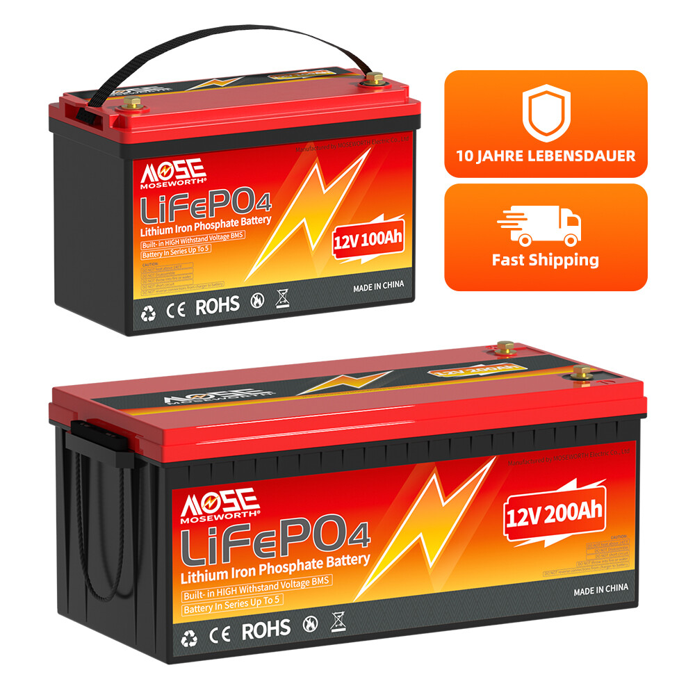 12V 300Ah 200Ah 100Ah LiFePO4 Lithium Battery 15000+Deep Cycle BMS Solar Marine