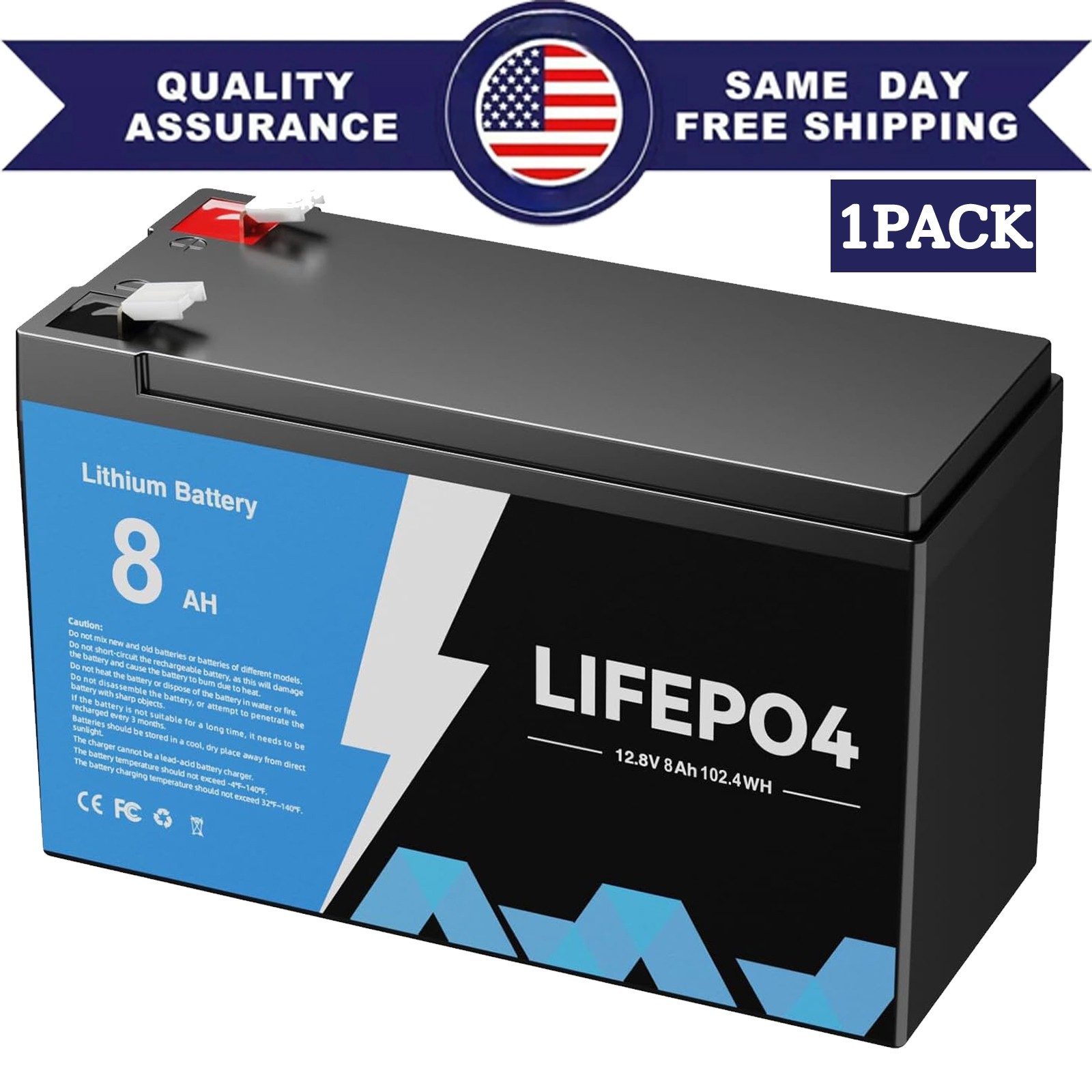 LiFePO4 Deep Cycle Rechargeable Battery 12V 8Ah Built-in BMS 5000+ Cycle RV Camp